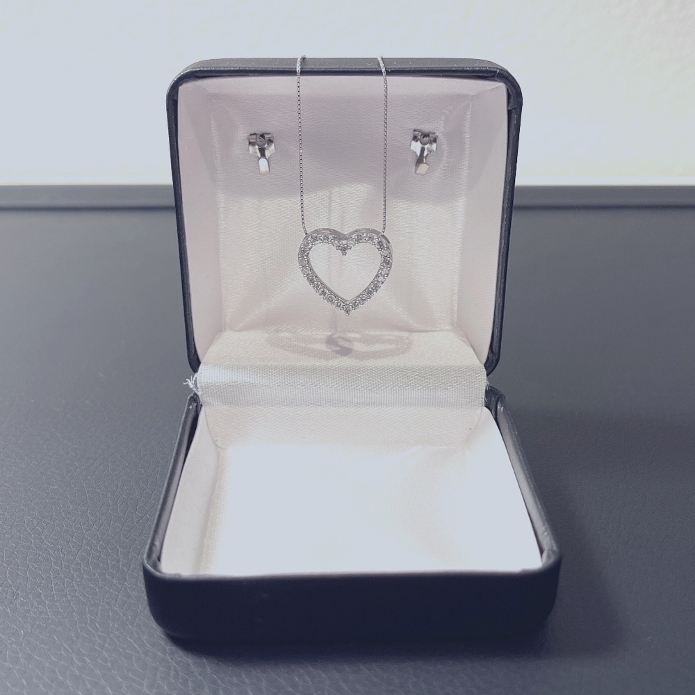 Heart Necklace - 1/2 Carat Diamonds on 14k White Gold